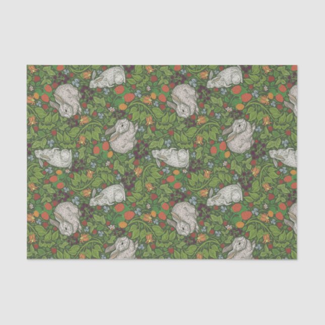Bunnies, Berries, and Bluebells Print Tissue Paper (Front)