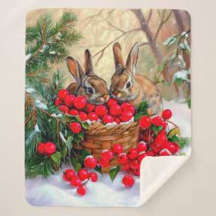 Bunnies & Berries Sherpa Blanket