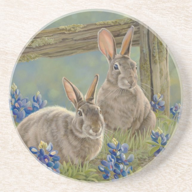 Bunnies & Bluebonnets Coaster (Front)