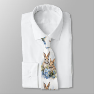 Bunnies Bunny Flower Rabbit Neck Tie