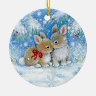 Bunnies Ceramic Tree Decoration