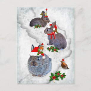 Bunnies' Christmas Party Postcard