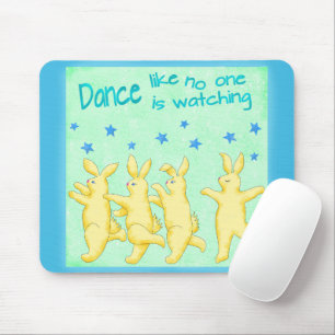 Bunnies Dance Like No One's Watching Yellow Green Mouse Pad