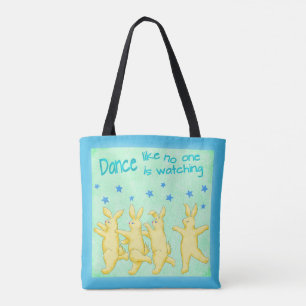 Bunnies Dance Like No One's Watching Yellow Green Tote Bag