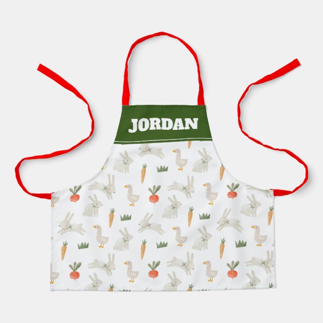 Bunnies & Ducks on the Farm Pattern Apron (Front)