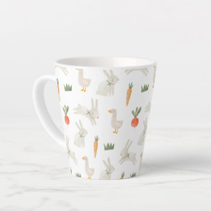 Bunnies & Ducks on the Farm Pattern Latte Mug