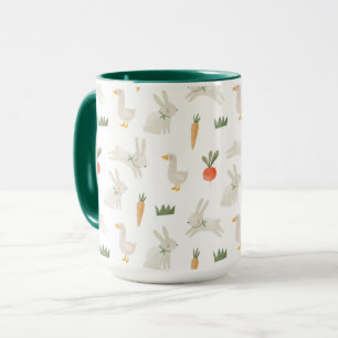 Bunnies & Ducks on the Farm Pattern Mug