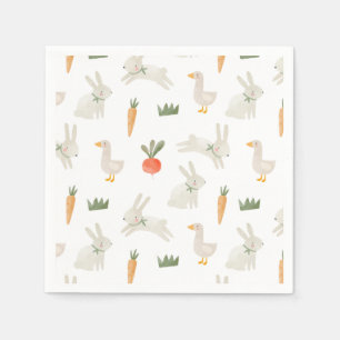 Bunnies & Ducks on the Farm Pattern Napkin