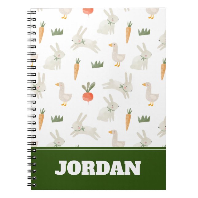 Bunnies & Ducks on the Farm Pattern Notebook (Front)