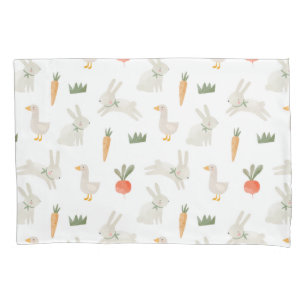 Bunnies & Ducks on the Farm Pattern Pillowcase