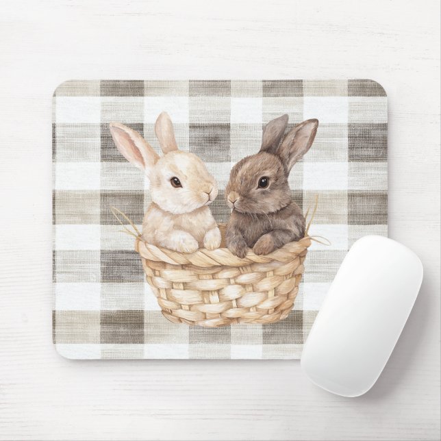 Bunnies in a Basket Mouse Pad (With Mouse)