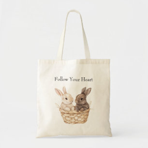 Bunnies in a basket   tote bag