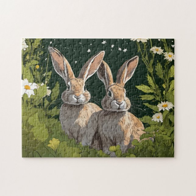 Bunnies in a Field Jigsaw Puzzle (Horizontal)