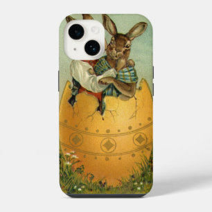 Bunnies in a Gold Egg, Vintage Victorian Easter iPhone Case
