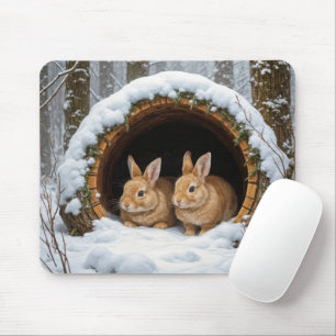 Bunnies In a Hollow Log Mouse Pad