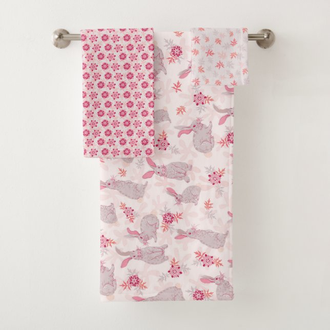 Bunnies in Flower Field Towel Set (Insitu)