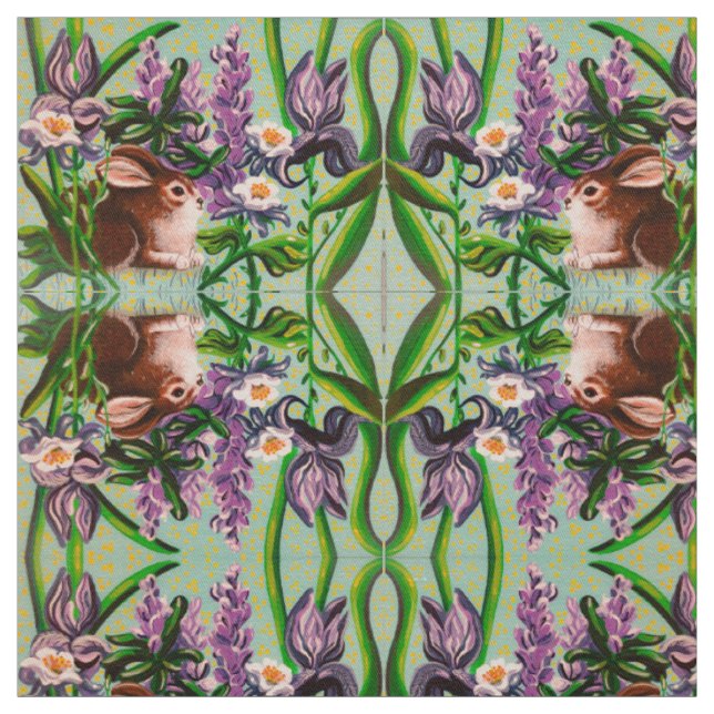 Bunnies in Iris Fabric (Swatch)