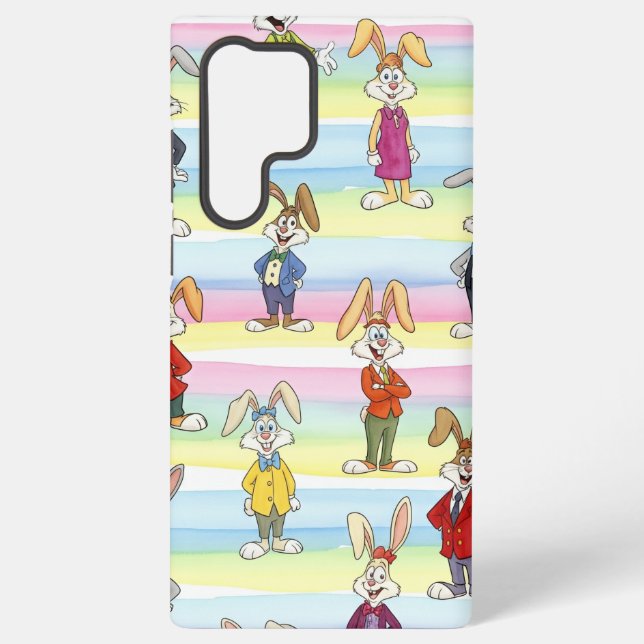  Bunnies in Stripes, by Natasha Us Samsung Galaxy S22 Ultra Case (Back)