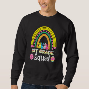 Bunnies Rainbow 1st Grade Teachers Students Squad Sweatshirt