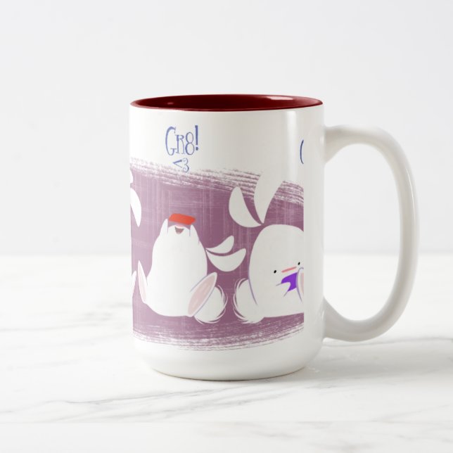 Bunnies Texting Mug (pink) (Right)
