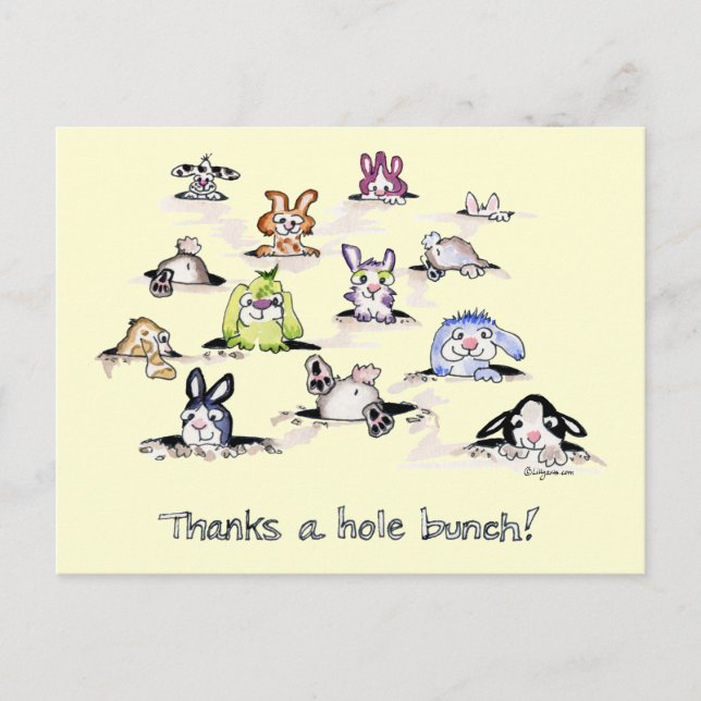 Bunnies: Thanks a Hole Bunch Postcard (Front)