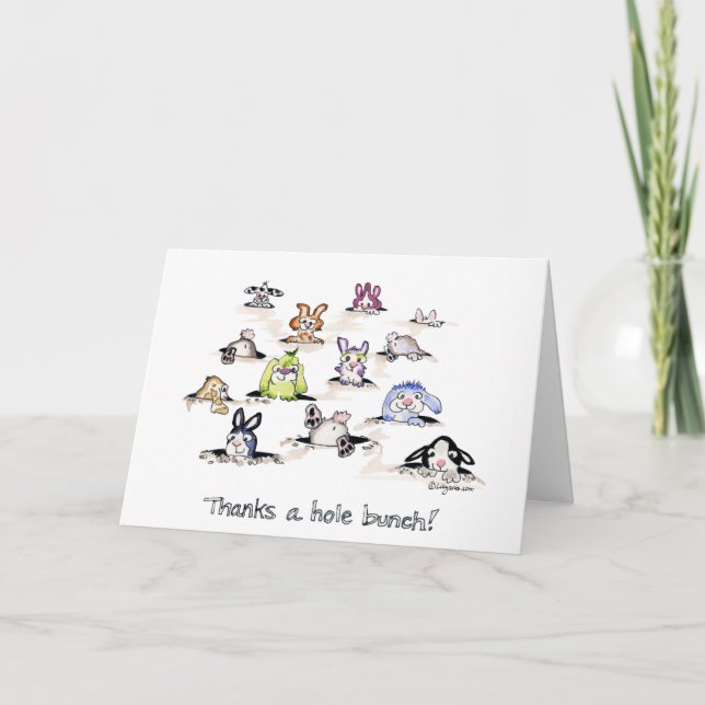 Bunnies: Thanks a Hole Bunch Thank You Card (Front)