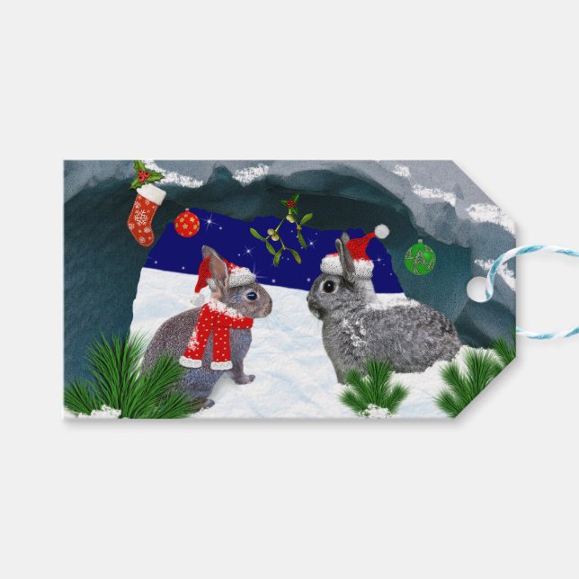 Bunnies under the Mistletoe Gift Tags (Front (Horizontal))