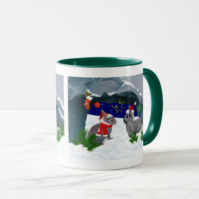 Bunnies under the Mistletoe Mug (Front Right)