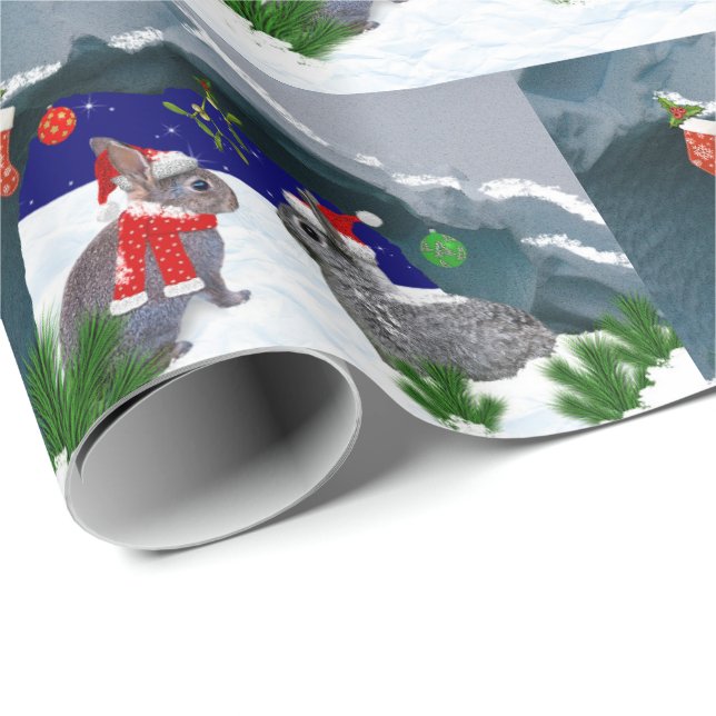 Bunnies under the Mistletoe Wrapping Paper (Roll Corner)