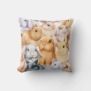 Bunnies Watercolor Animal Background Cushion