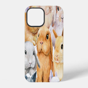 Bunnies Watercolor Animal Background iPhone 12 Case