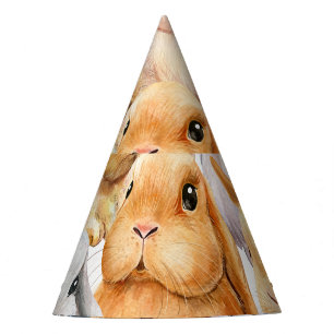 Bunnies Watercolor Animal Background Party Hat