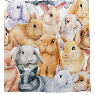 Bunnies Watercolor Animal Background Shower Curtain