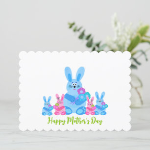 Bunnies with flowers holiday card