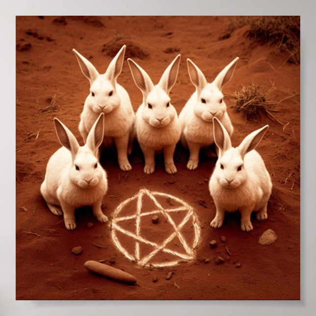 Bunnies with Pentagram Poster (Front)