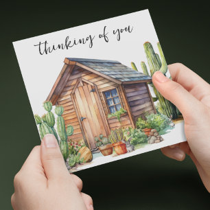 Bunnies with Saguaro Cactus Cottage Card