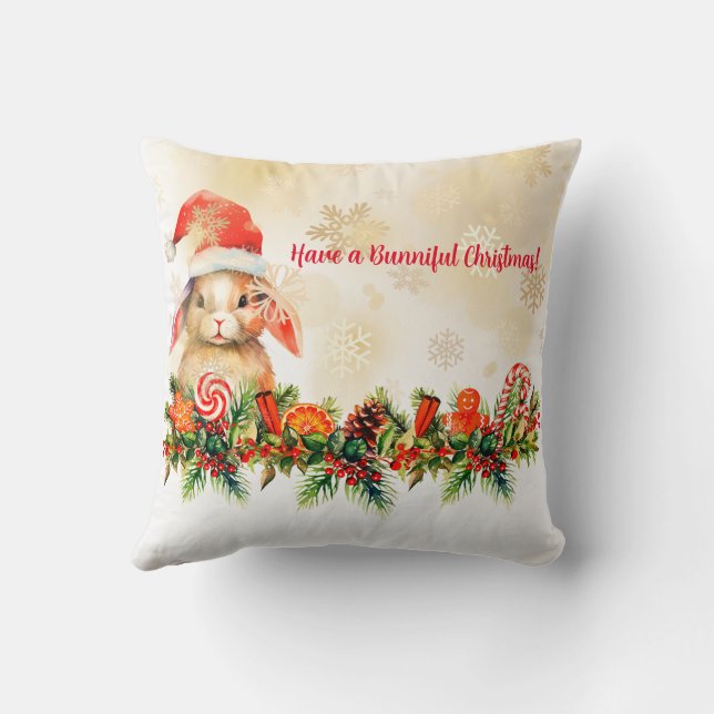 Bunniful Christmas Throw Pillow (Back)