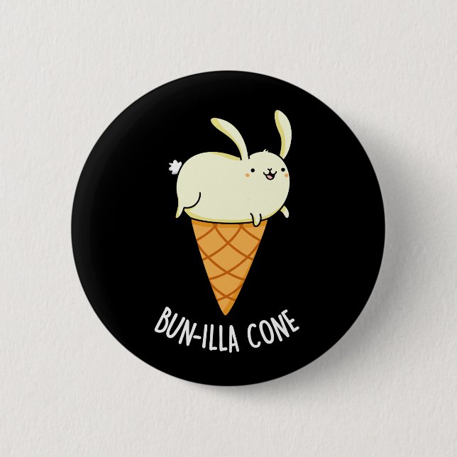 Bunnilla Cone Funny Bunny Vanilla Dark BG 6 Cm Round Badge (Front)