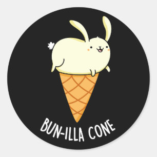 Bunnilla Cone Funny Bunny Vanilla Dark BG Classic Round Sticker