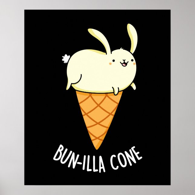 Bunnilla Cone Funny Bunny Vanilla Dark BG Poster (Front)