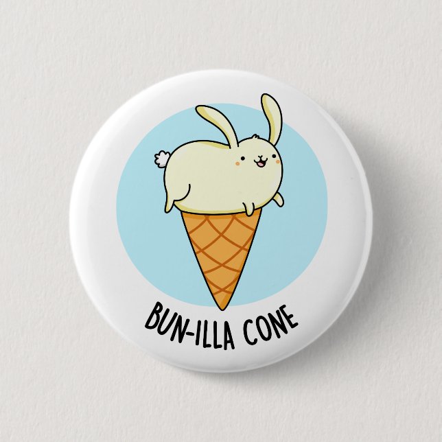 Bunnilla Cone Funny Bunny Vanilla Ice Cream Pun 6 Cm Round Badge (Front)