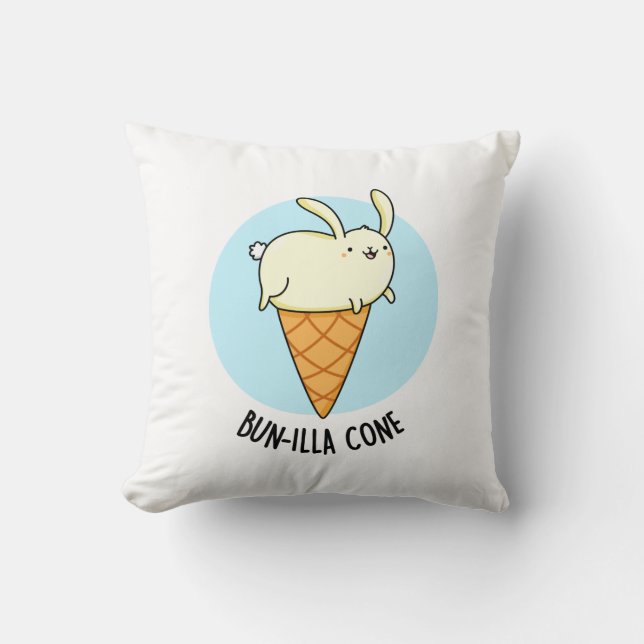 Bunnilla Cone Funny Bunny Vanilla Ice Cream Pun Cushion (Front)