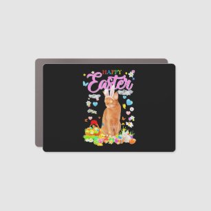 Bunny Abyssinian Cat Happy Easter Car Magnet