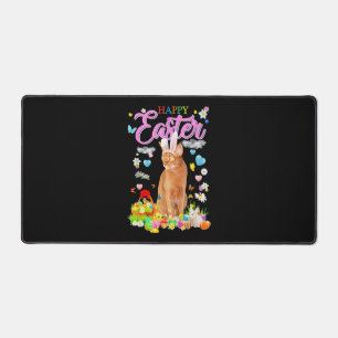Bunny Abyssinian Cat Happy Easter Desk Mat