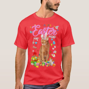 Bunny Abyssinian Cat Happy Easter Eggs T-Shirt
