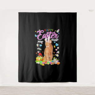 Bunny Abyssinian Cat Happy Easter Tapestry