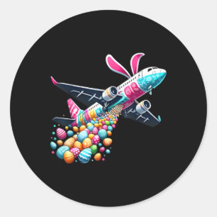 Bunny Aeroplane Easter Egg Mens Kids Boys Easter A Classic Round Sticker