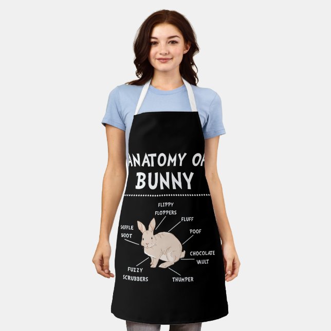 Bunny Anatomy Rabbit Lover Bunny Mom Apron (Worn)