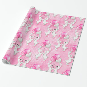 Bunny and balloons. Pink Wrapping Paper