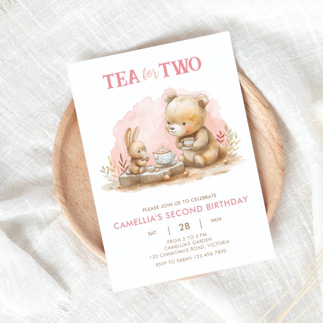 Bunny and Bear Tea For Two Party Invitation (Creator Uploaded)